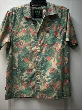Hippy Tree Nomad Division Retro Muted Tropical Surfer Print Sz Med